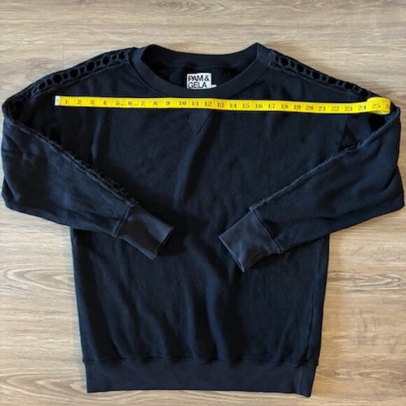 Pam & Gela Womens Sweater Sweatshirt Size Small Black Crochet Grunge Dark Goth - Picture 8 of 15